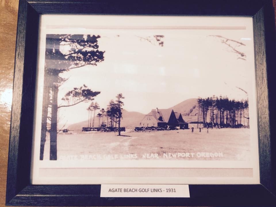 Framed historic photograph labelled Agate Beach Golf Links, 1931
